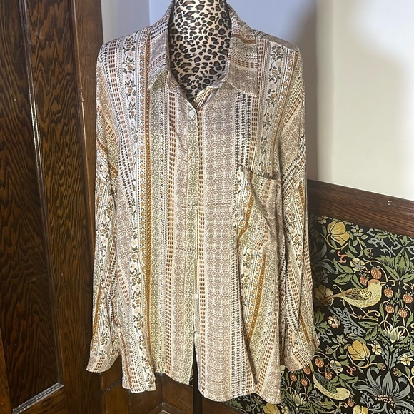 Emily Wonder Tops - Emily Wonder Floral Stripe Blouse, Size 1X, NWT